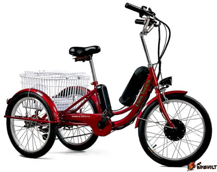 elektrovelosiped-e-toro-triciclo-350w-0 Электровелосипед трехколесный E-toro Triciclo электротрицикл Красный — изображение 1