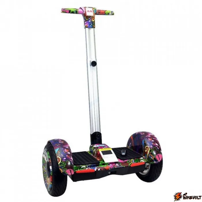 Гироскутер с ручкой Smart Balance A8 New 10,5 Граффити Сиреневый — изображение 1