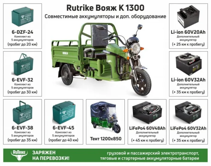 Грузовая электрическая тележка Rutrike Вояж К 1300 60V800W — изображение 4