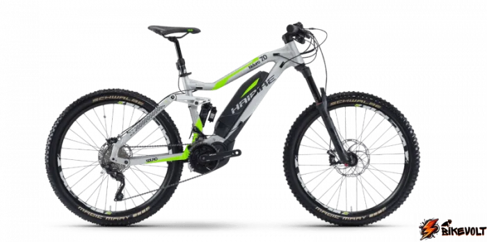 Электровелосипед Haibike Sduro Nduro 7.0 Серебристый с Салатовым original 2017 — изображение 1