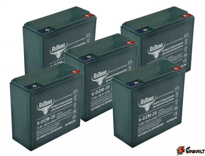 komplekt-tyagovyh-gelevyh-akkumulyatorov-rutrike-6-dzm-20-60v20ah-c2-0 Комплект тяговых гелевых аккумуляторов RuTrike 6-DZM-20 (60V20A/H C2) — изображение 1