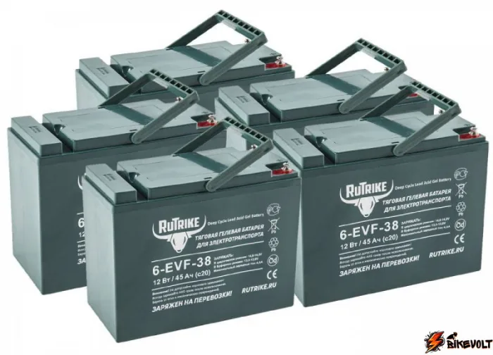 komplekt-tyagovyh-gelevyh-akkumulyatorov-rutrike-6-evf-38-60v38ah-c3-0 Комплект тяговых гелевых аккумуляторов RuTrike 6-EVF-38 (60V38A/H C3) — изображение 1
