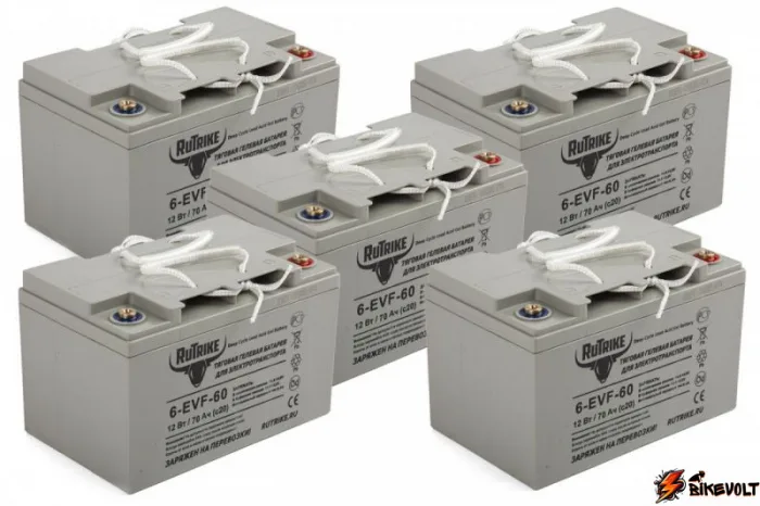 komplekt-tyagovyh-gelevyh-akkumulyatorov-rutrike-6-evf-60-12v60ah-c3-0 Комплект тяговых гелевых аккумуляторов RuTrike 6-EVF-60 (60V60A/H C3) — изображение 1