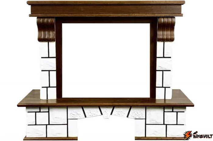 Портал для электрокамина Porto (Разборный) Орех/Белый камень — изображение 1