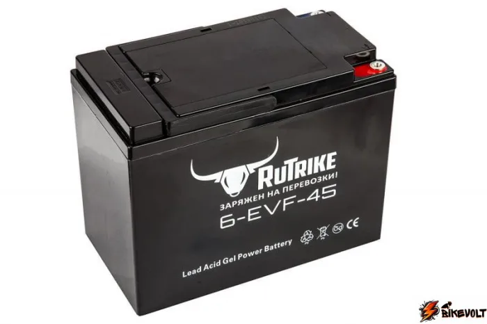 Тяговый гелевый аккумулятор RuTrike 6-EVF-45 (12V45A/H C3) — изображение 1