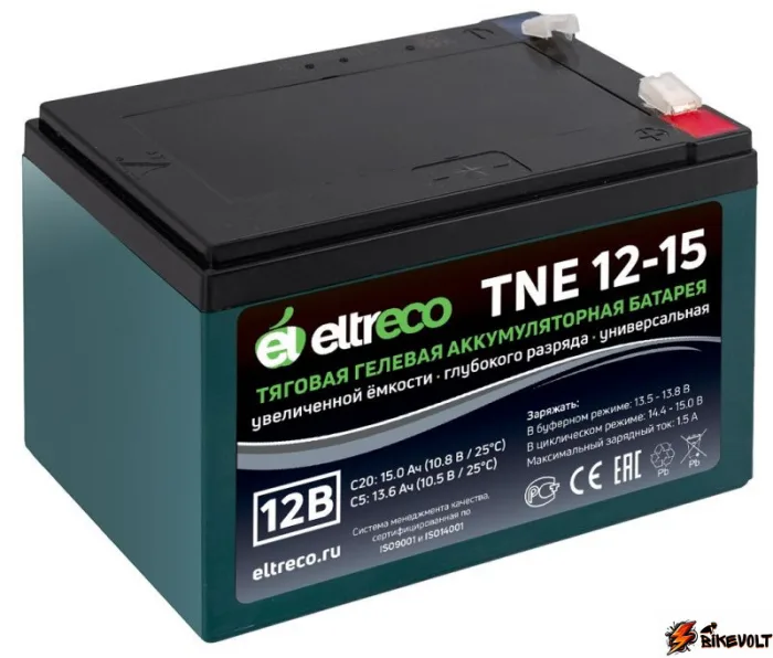 tyagovyj-akkumulyator-eltreco-tne12-15-12v12ah-c3-nozh-0 Тяговый аккумулятор Eltreco TNE12-15 (12V12A/H C3) нож — изображение 1