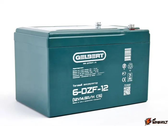 Тяговый аккумулятор Gelbert 6-DZF-12 (12V14.5A/H C5) — изображение 2