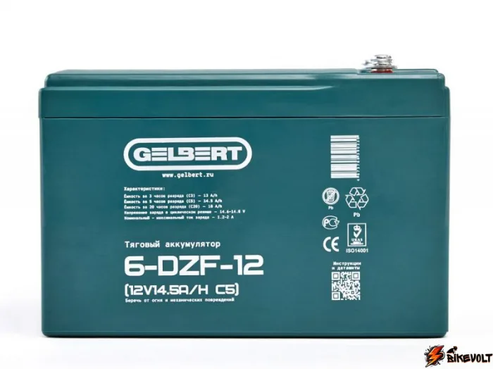 Тяговый аккумулятор Gelbert 6-DZF-12 (12V14.5A/H C5) — изображение 5