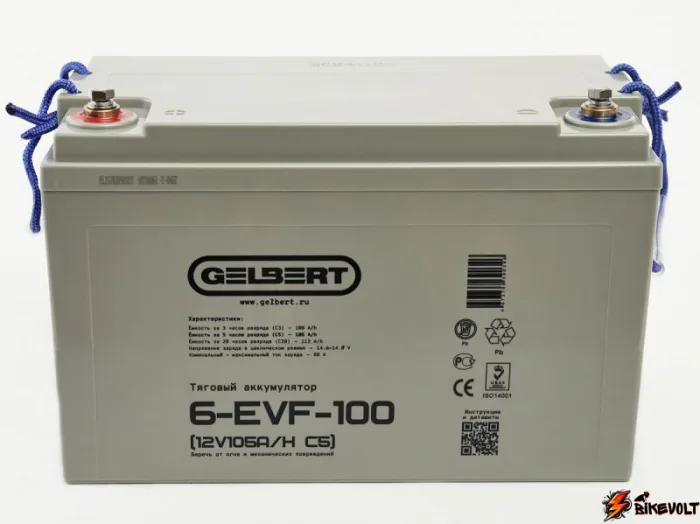 Тяговый аккумулятор Gelbert 6-EVF-100 (12V105A/H C5) — изображение 3