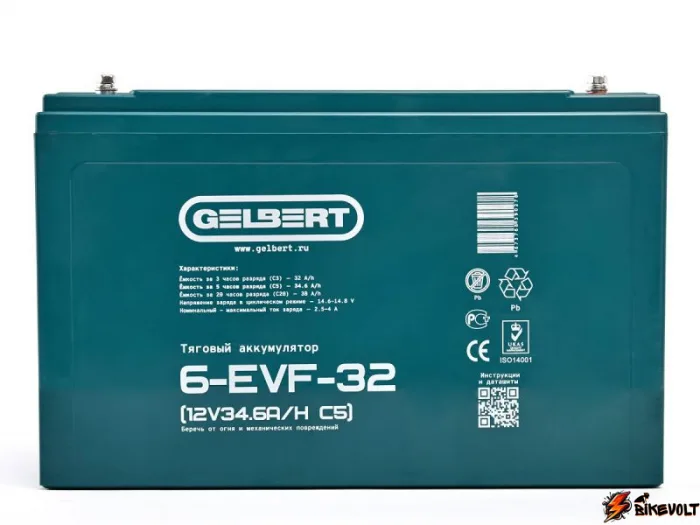 Тяговый аккумулятор Gelbert 6-EVF-32 (12V34.6A/H C5) — изображение 1