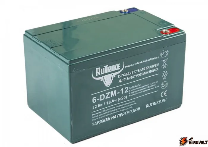tyagovyj-gelevyj-akkumulyator-rutrike-6-dzm-12-12v12ah-c2-0 Тяговый гелевый аккумулятор RuTrike 6-DZF-12 (12V12A/H C2) — изображение 1