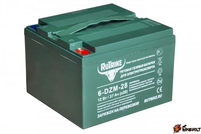 tyagovyj-gelevyj-akkumulyator-rutrike-6-dzm-28-12v28ah-c3-0 Тяговый гелевый аккумулятор RuTrike 6-DZM-28 (12V28A/H C3) — изображение 1